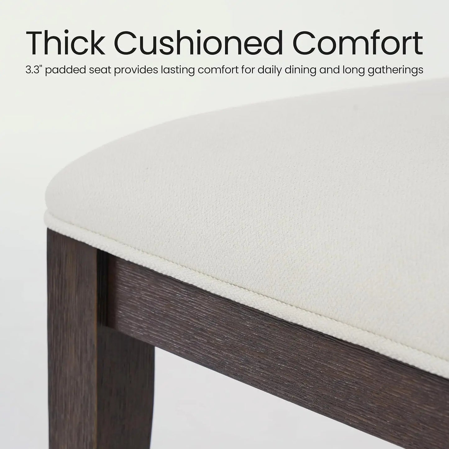 Solid Wood Dining Chairs Set of 6, Mid Century Modern Upholstered Kitchen Chairs with 3.3" Thick Cushion, Farmhouse