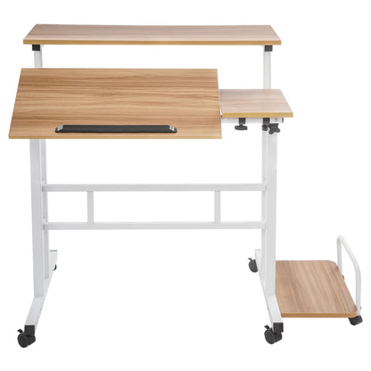 Multi Functional Foldable Desk Modern Computer Desk Adjustable Computer Table with 6 Universal Wheels 20kg Load Capacity