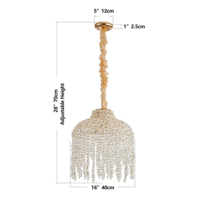 16 Inch 5 Light Gold Crystal Chandelier Elegant Waterfall Design with Gold Finish for Living Room Dining Room Bedroom