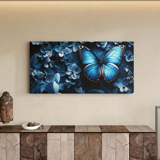 Charming blue butterfly canvas wall art,
