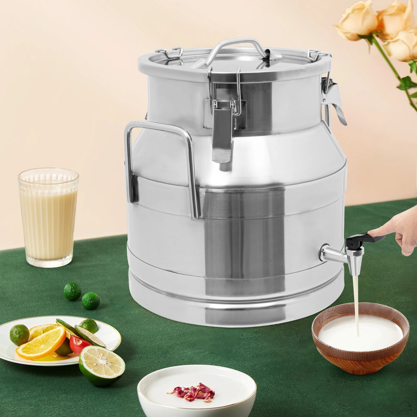 20L/5.28Gal Premium Stainless Steel Milk Can W/ Tap for Dairy, Brewing & Bulk Liquid Storage,