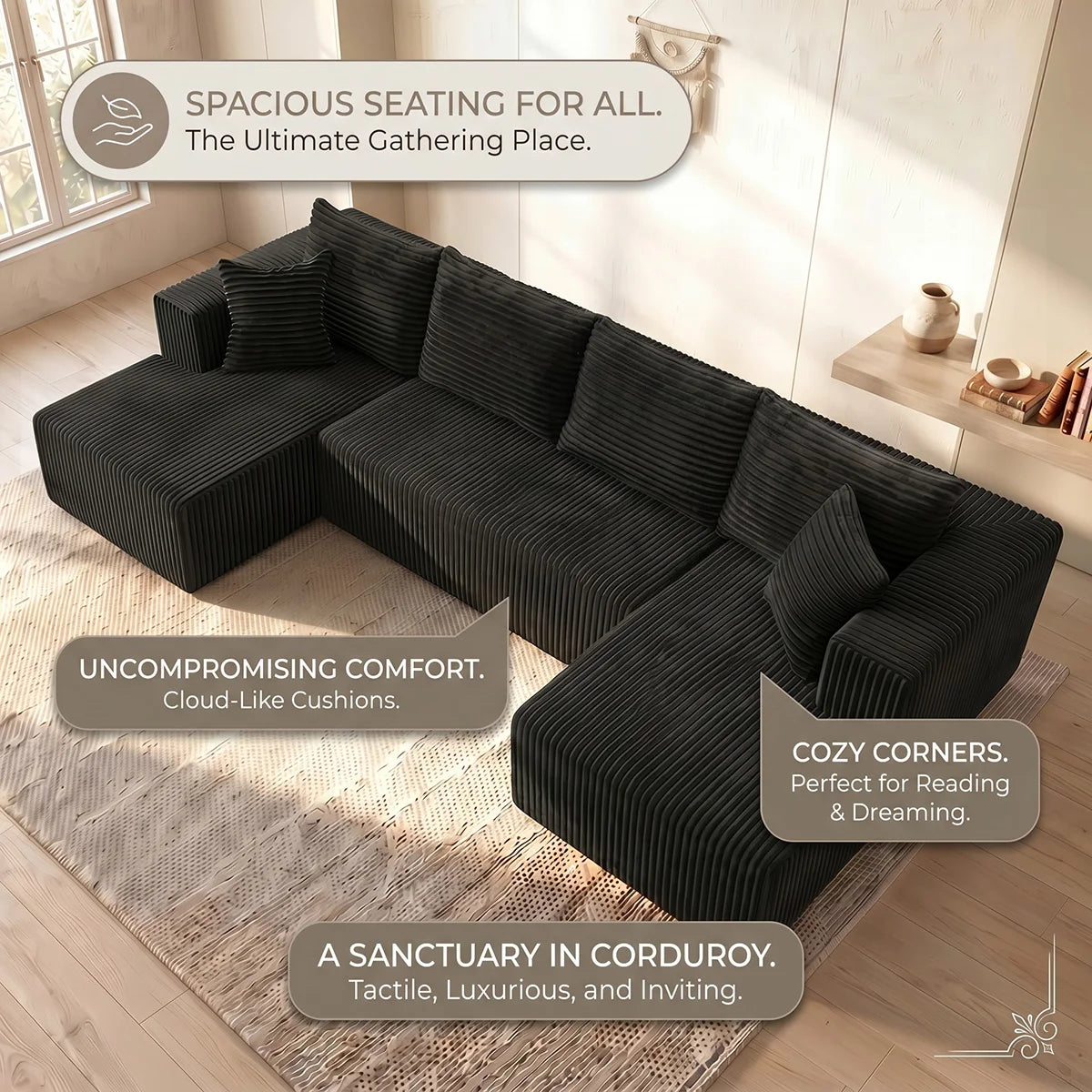 U-shaped Modular Canvas Sofa