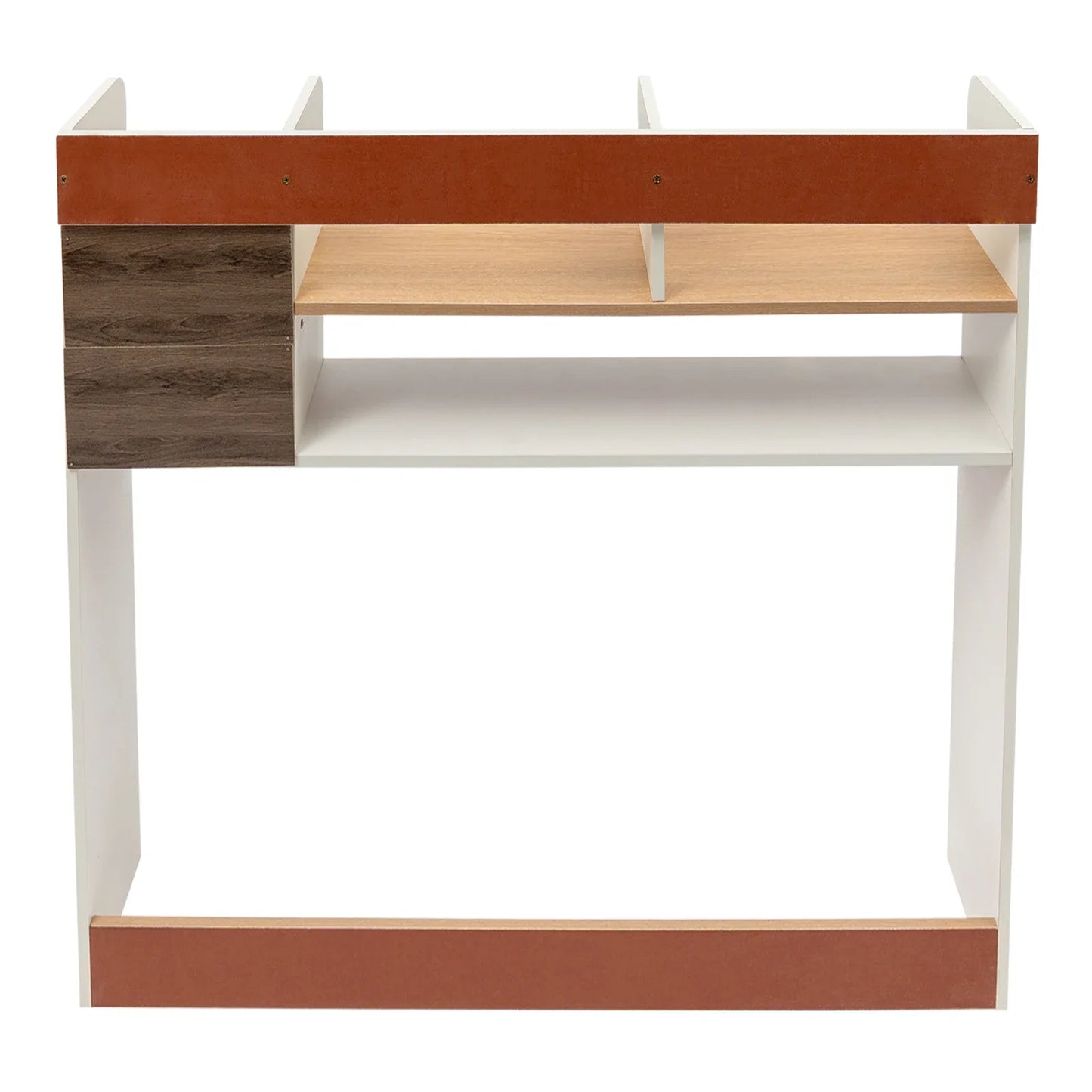 Modern 2-Tier Desktop Bookshelf with 2 Drawers 36-inch Storage Organizer for Office/Home (10kg Load Capacity, 5kg Lightweight)