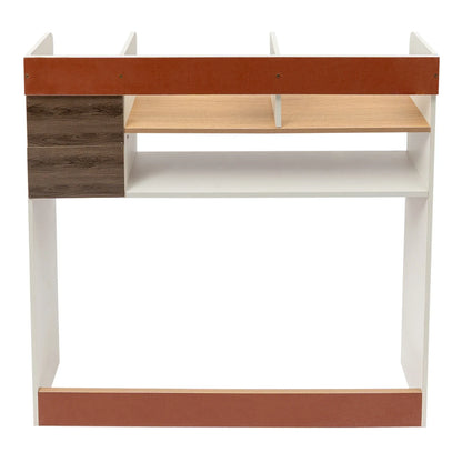 Modern 2-Tier Desktop Bookshelf with 2 Drawers 36-inch Storage Organizer for Office/Home (10kg Load Capacity, 5kg Lightweight)