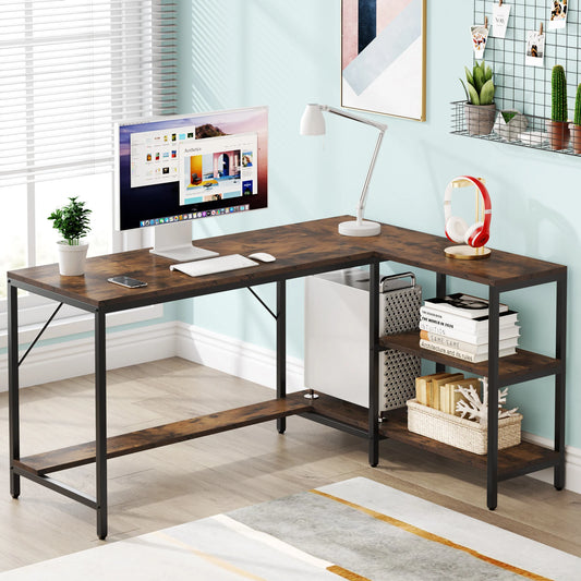 Desk with Storage Shelves