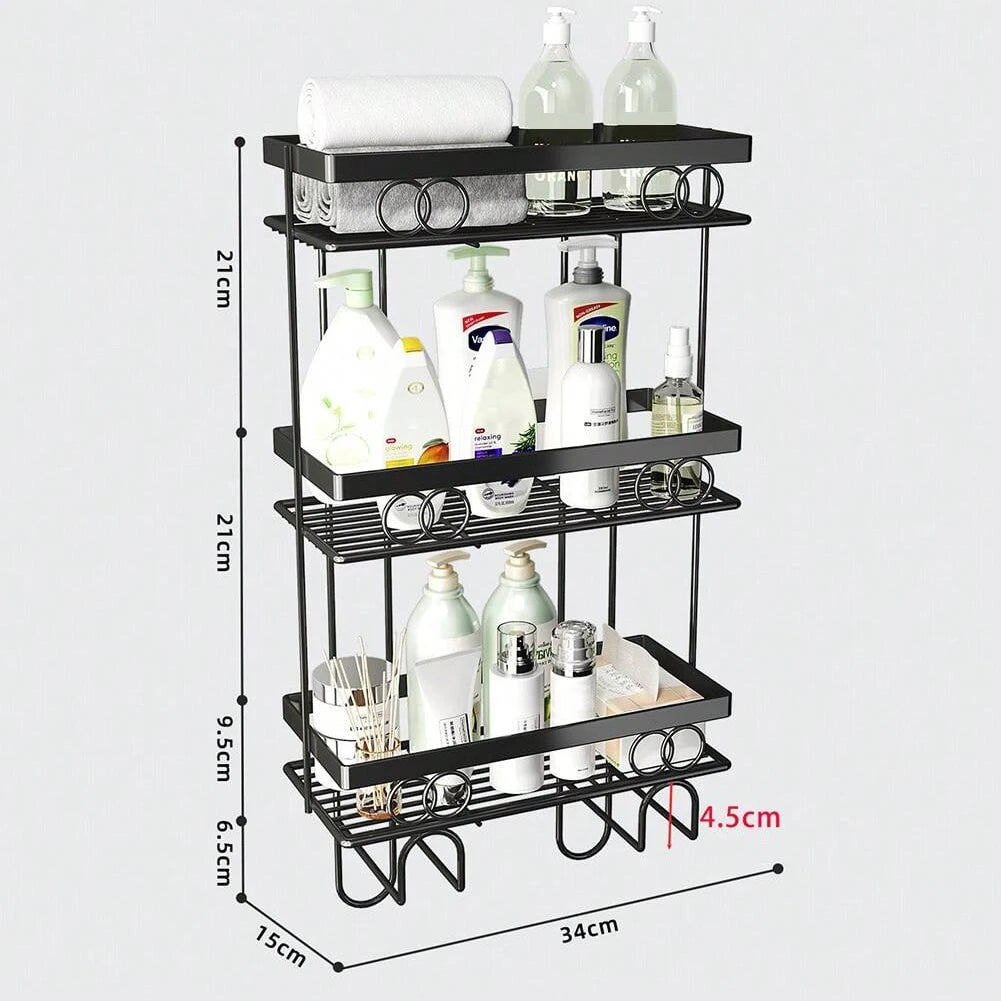 Over The Toilet Storage Shelf, 1-Tier/2-Tier/3-Tier Large Capacity Bathroom Storage Organizer Rack With No Drill Adhesive Hook