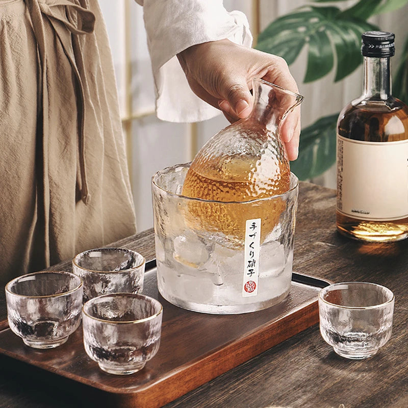Japanese Glass Bar Sets Glass Sake Wine Set Baijiu Whisky Cocktail Set Glass Flask Barware