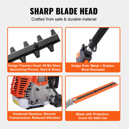 5-in-1 Multi-Functional Trimming Tools Gas Hedge Trimmer Weed Eater String Trimmer Edger Pole Saw Chainsaw Pruner