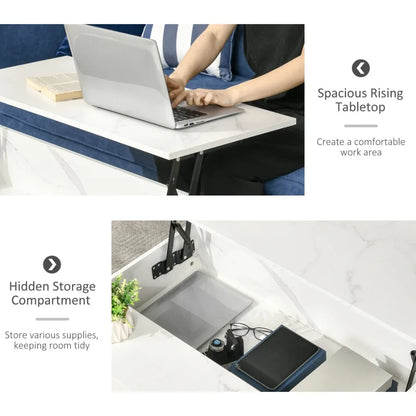 Lift Top Coffee Table Modern Hidden Storage Metal Legs