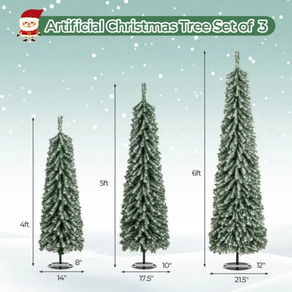 4/5/6 Feet Artificial Christmas Tree Set of 3