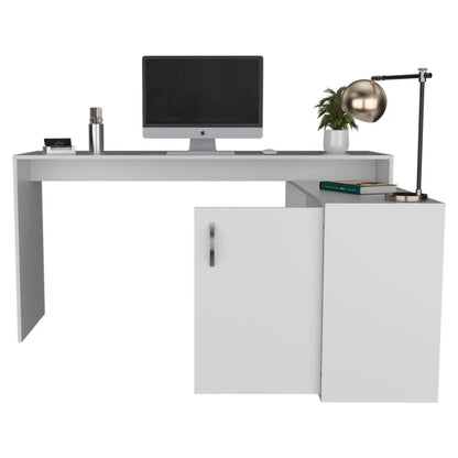Axis Modern LShaped Computer Desk with Open Closed Storage White