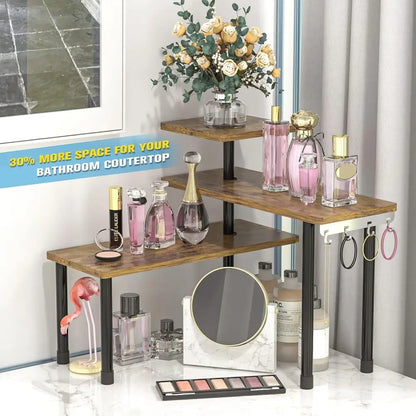 Countertop Organizer Organization, 3 Tier Moveable Corner Shelf Organizer for Kitchen, Bathroom, Spice Rack, Coffee Area,