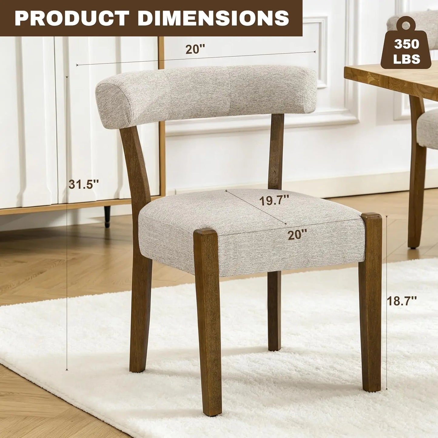 Modern Upholstered Dining Chairs Set of 8 – Mid-Century Walnut Wood Legs, Cushioned & Elegant