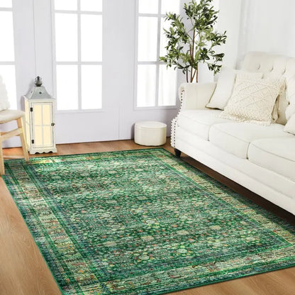 Floral Washable Rugs, Area Rug for Living Room, Soft Large Boho Bedroom Rugs, Botanical Non Slip Ultra Thin Floor Carpet
