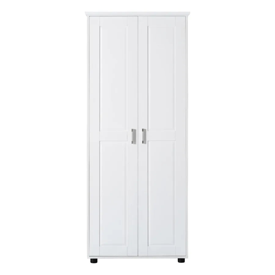 Storage Cabinet with Two Doors for Bathroom Office Adjustable Shelf MDF Board White
