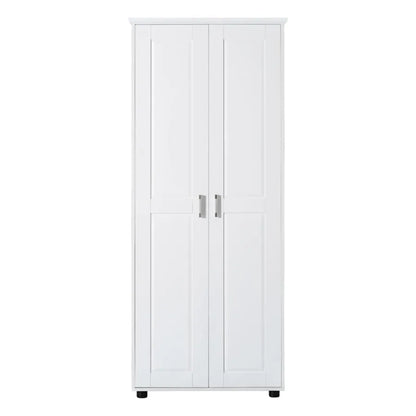Storage Cabinet with Two Doors for Bathroom Office Adjustable Shelf MDF Board White
