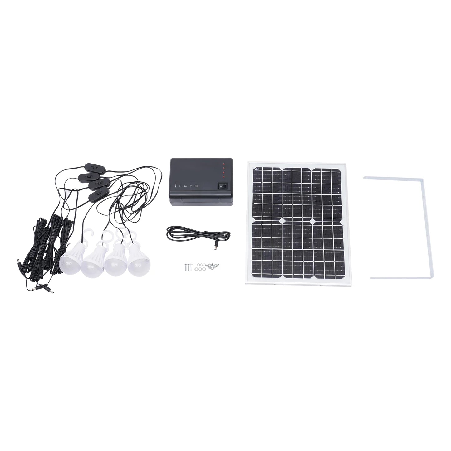 Portable Solar Generator with Solar Panel & LED Bulb Kit for Emergency Backup Power USB DC Outlets For Outdoors Camping Travel