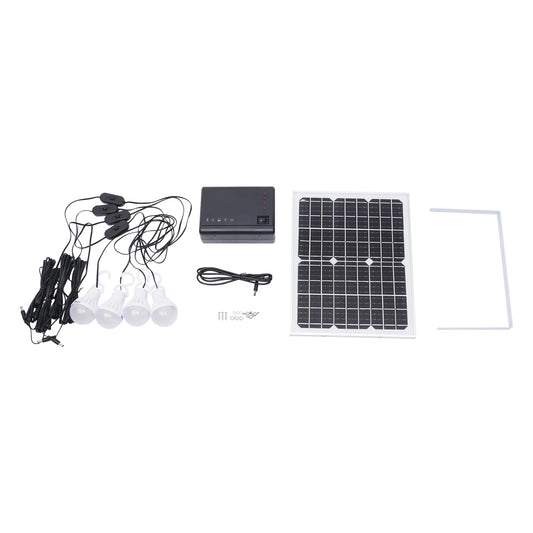 Portable Solar Generator with Solar Panel & LED Bulb Kit for Emergency Backup Power USB DC Outlets For Outdoors Camping Travel
