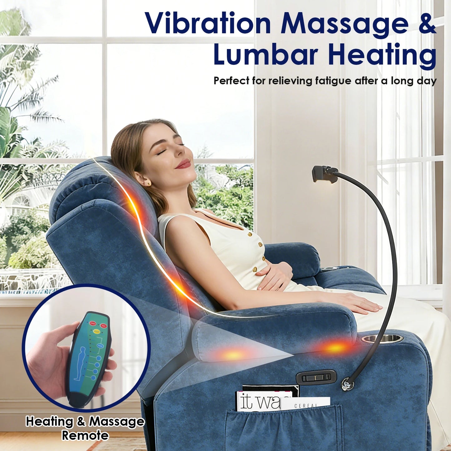 Loveseat Electric Recliner Sofa, 2-Seat Sofa,Massage & Heat,Dual Motor,350LBS Capacity,for livingroom,home theater
