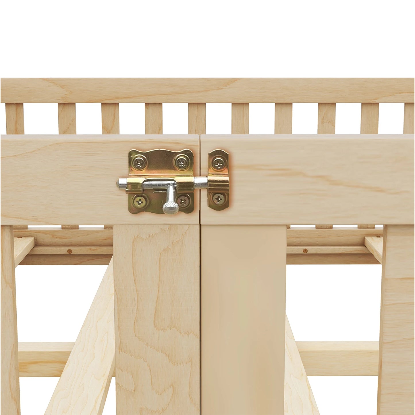 Toddler Floor Bed Frame with Safety Guardrails Doors Wood Slat Support Bed Detachable Platform Bed for Kids Bedroom Nursery