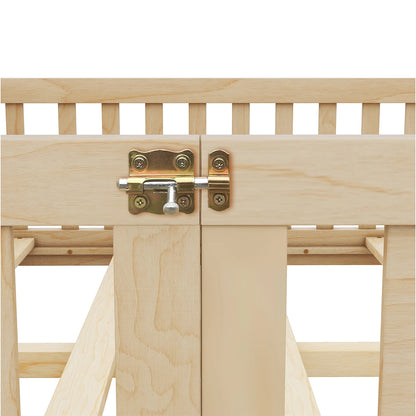 Toddler Floor Bed Frame with Safety Guardrails Doors Wood Slat Support Bed Detachable Platform Bed for Kids Bedroom Nursery