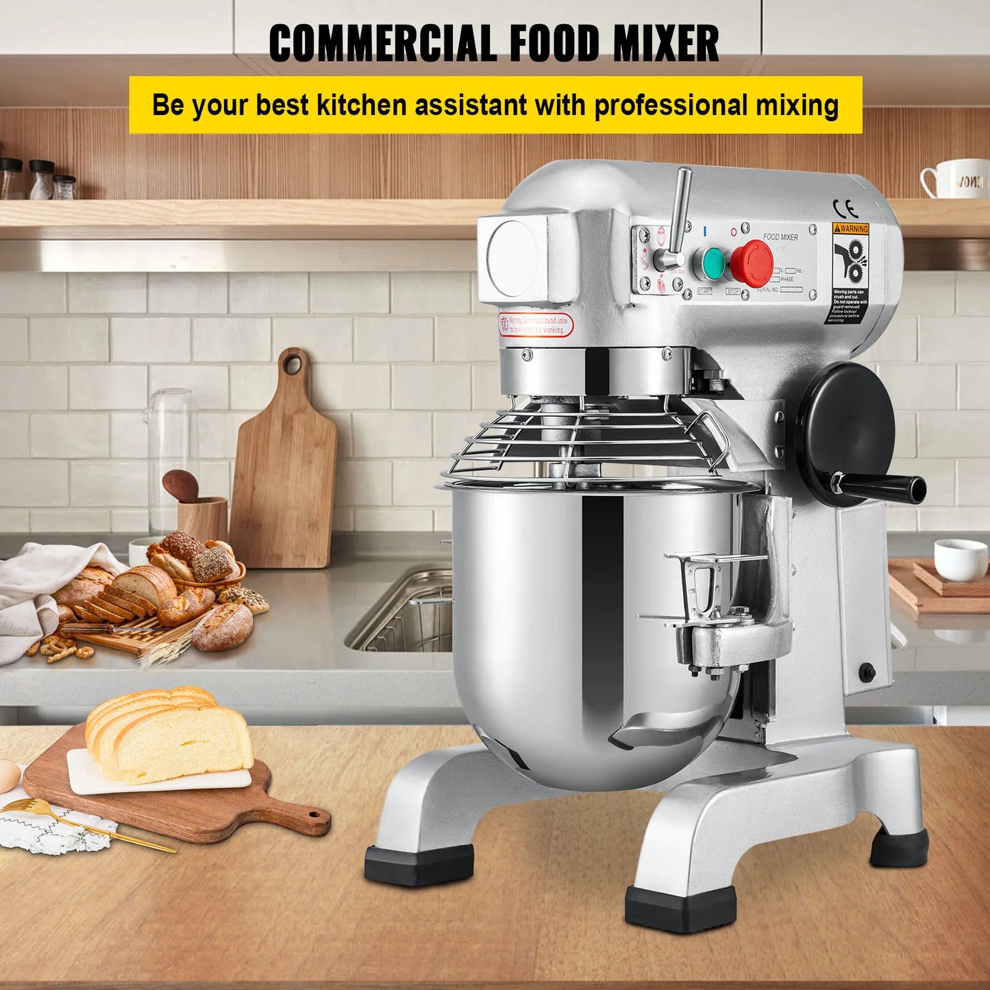 Electric Dough Machine Stainless Steel Commercial Cream Egg Whisk Mixer Processor Kitchen Food Stand Blender