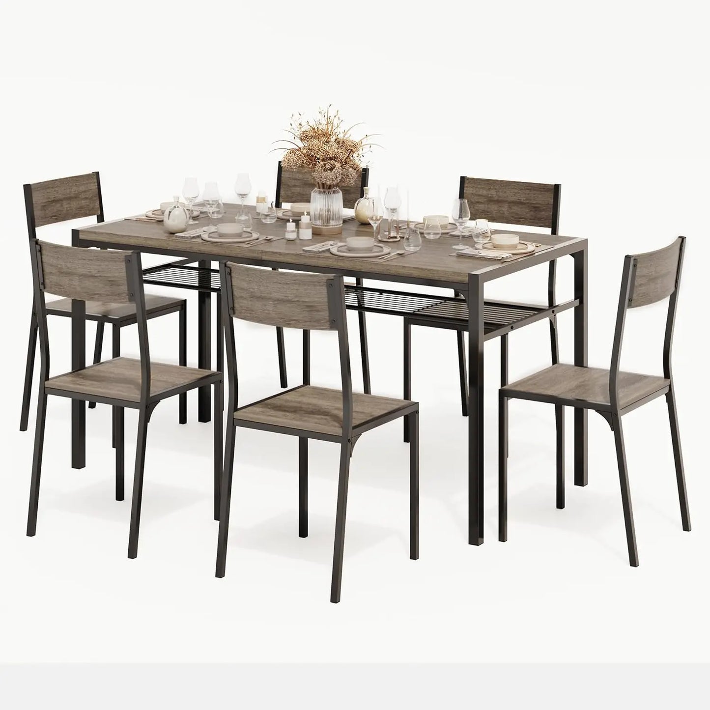 Kitchen Table and 2 Chairs for 4 with Bench, 4 Piece Dining Table Set for Small Space, Apartment