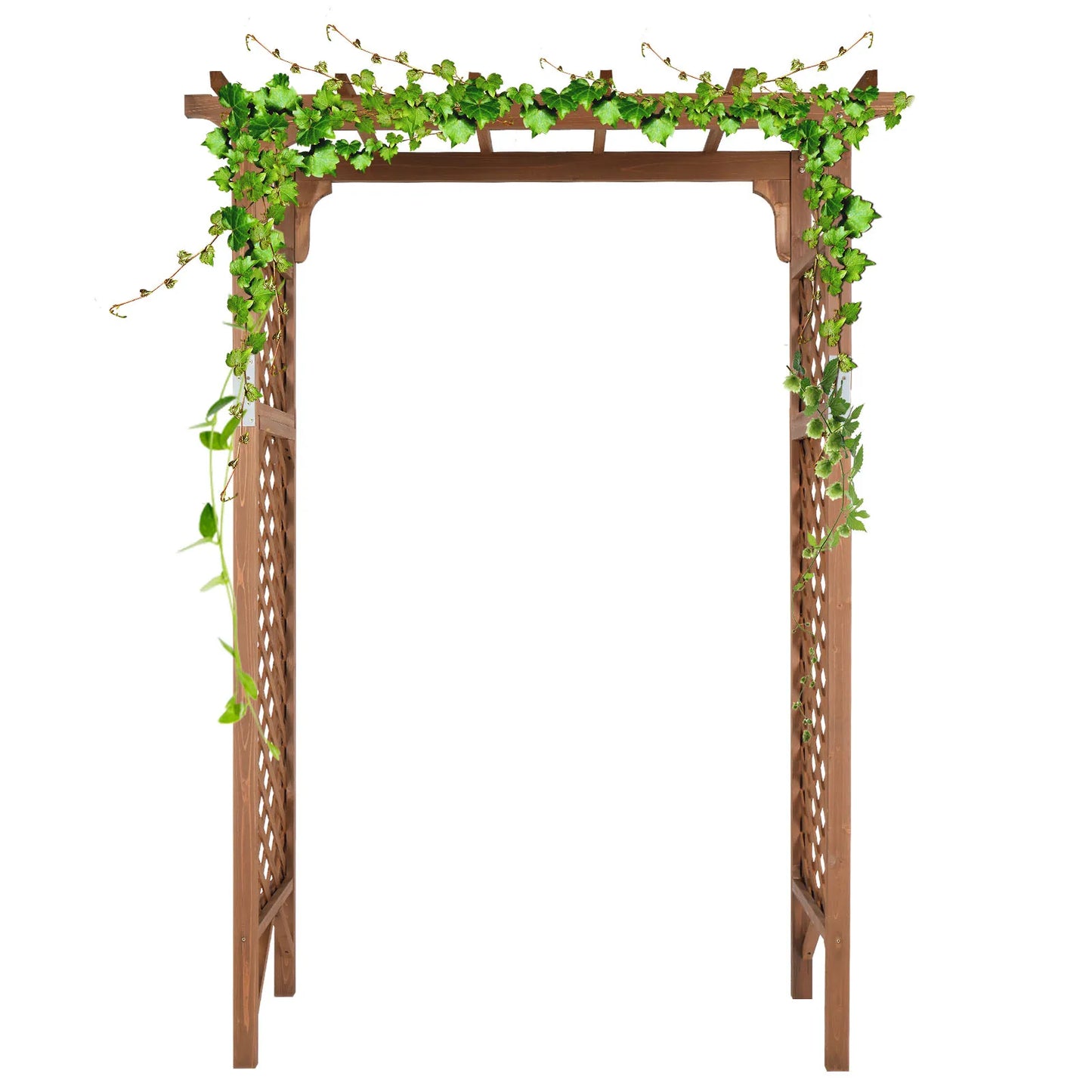 Beautiful And Practical  Flat-Topped Wooden Arch Garden Arch Dark Brown