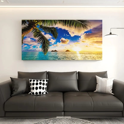 Sunset Beach Canvas print - Ocean Landscape, thickness 1.5 inches, suitable for interior decoration, seaside theme decoration