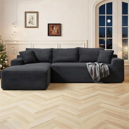 Cloud Sectional Couch, Modern Modular Sectional Sofa with Deep Seat, Corduroy Boneless Couches with L Shape Chaise for Living