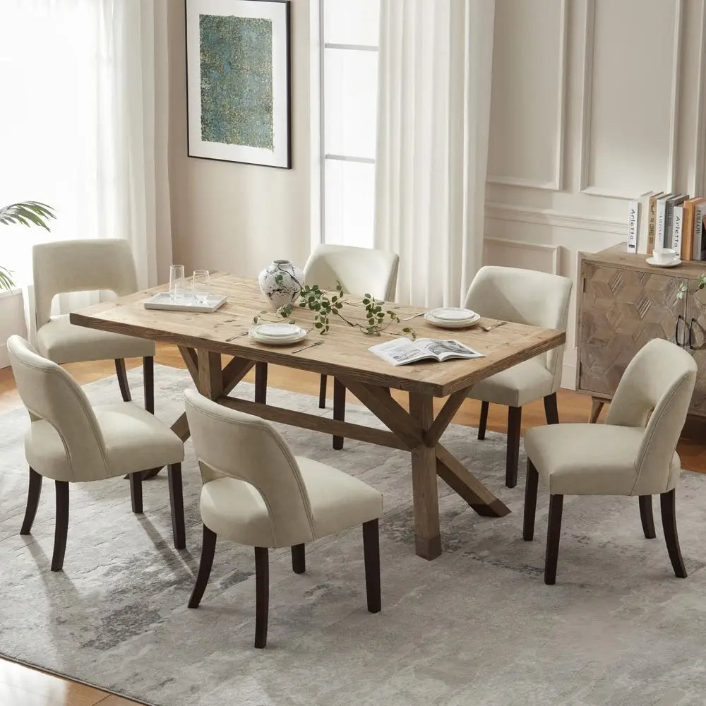 Dining Table Set Extendable Round Dining Table with 6 Chairs, Wooden Kitchen Table and Chairs Set with Storage Base