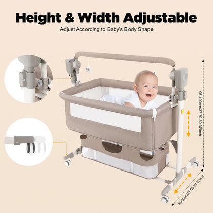 Portable Baby Bed Height Adjustable Bedside Sleeper Music Play