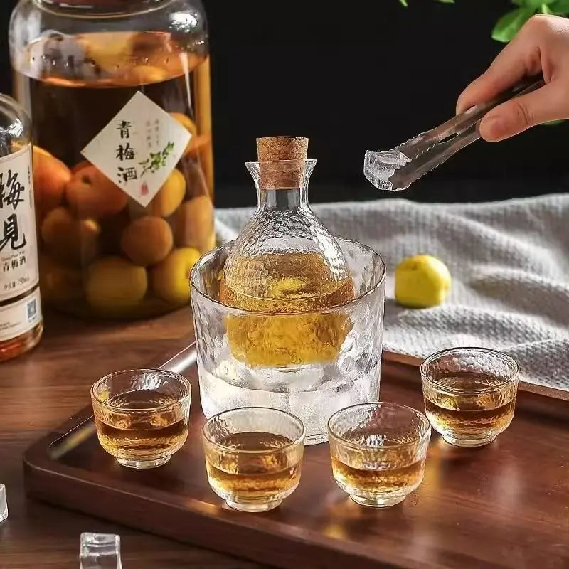 Japanese Glass Bar Sets Glass Sake Wine Set Baijiu Whisky Cocktail Set Glass Flask Barware
