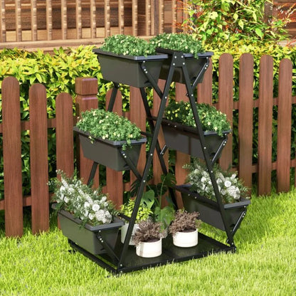 3Tier Vertical Raised Garden Bed with 4 Wheels and 6 Container Boxes