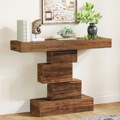 Farmhouse Console Table, Narrow Wood Sofa Table Behind Couch, Industrial Entryway Accent Table for Living Room