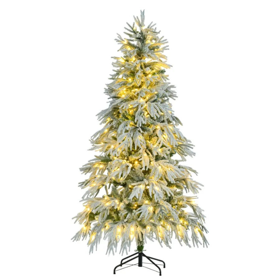 6FT PreLit Spruce Snow Flocked Christmas Tree Artificial Hinged