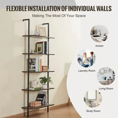 Industrial Pipe Shelf 5 Tier Wall Mount  Storage