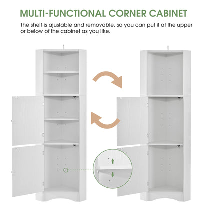 Corner, Freestanding Storage Cabinet Adjustable Shelves,