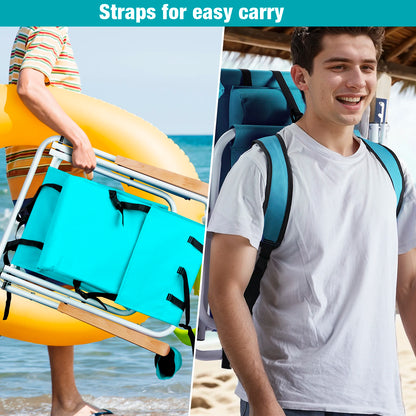 Folding Beach Chair Set of 2 for Adults, 4 Position Portable Backpack Foldable Camping Chair