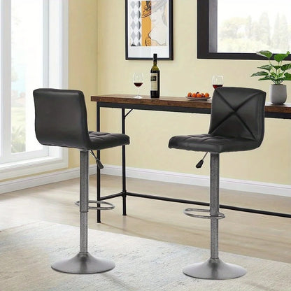 Bar stools Set with 2 counter height swivel stools PU leather modern height stools