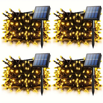 4 Pack 100 LED Solar String LightsTotal 8 Modes Solar Powered Christmas Tree Lights for Outdoor Home Patio and Party Decorations