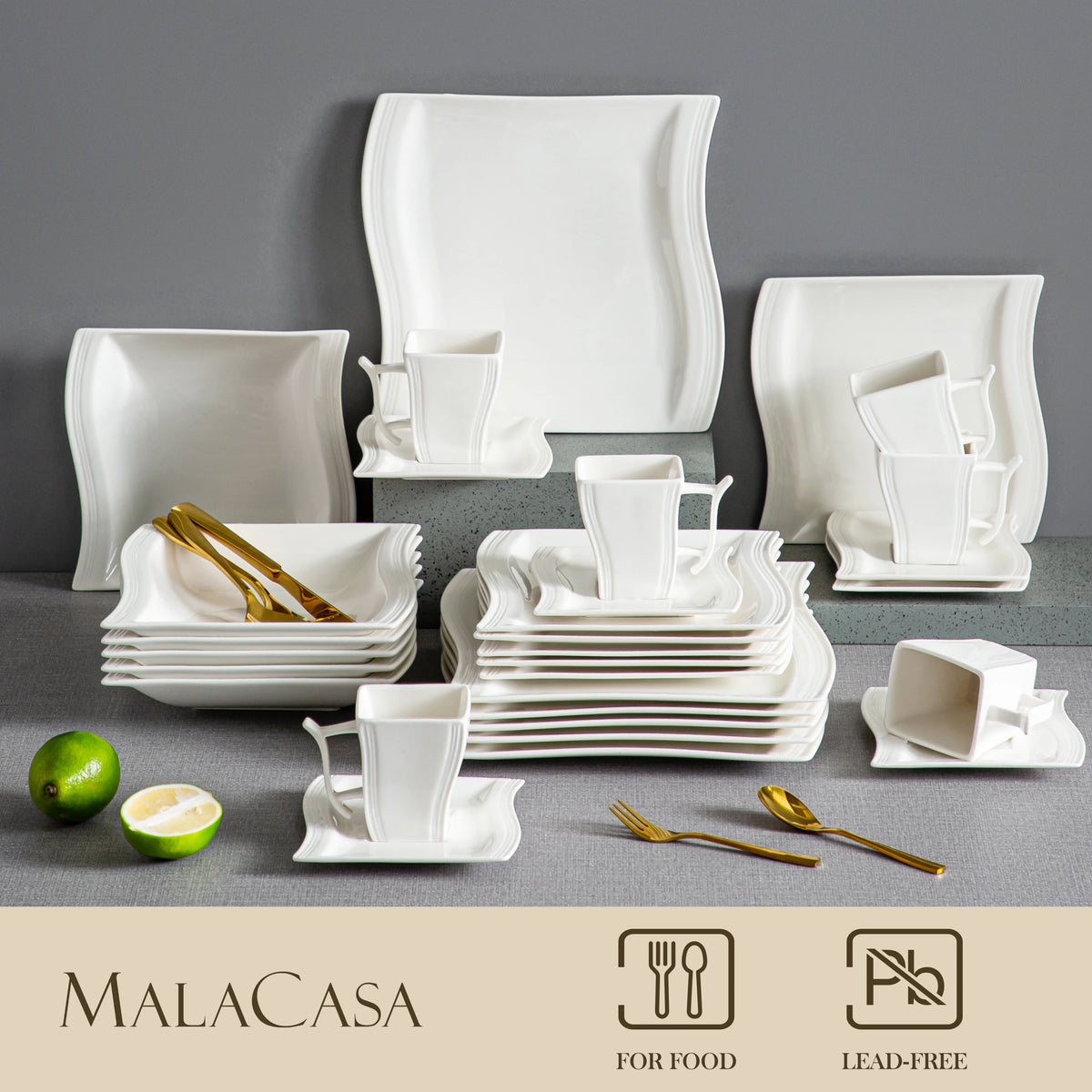 White Porcelain Dinner Set with 12*Cup, Saucer, Dessert Soup Dinner Plate Tableware
