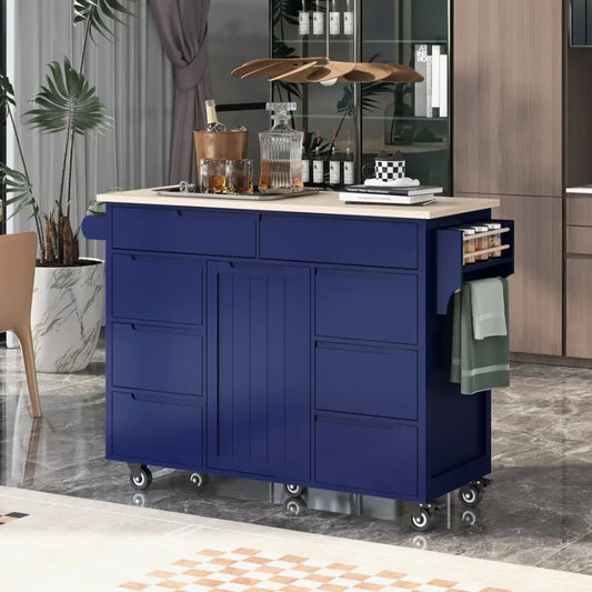 kitchen Cart with Rubber Wood Countertop Kitchen Island h