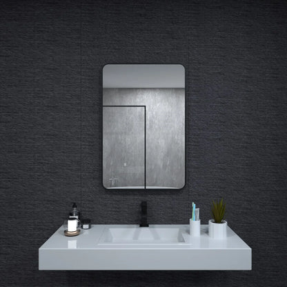 Aluminum Framed Matte Black Rectangle Bathroom Wall Mirror