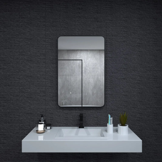 Aluminum Framed Matte Black Rectangle Bathroom Wall Mirror