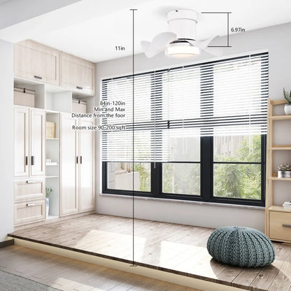 21 inch Ceiling Fan with 3 Color Temperatures Light and Remote Control DC Motor Powerful and low noise Small Space ceiling fan