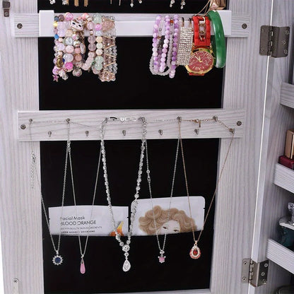 New Wall/Door Mounted Full Mirrored Jewelry Holder Organizer Cabinet Armoire US