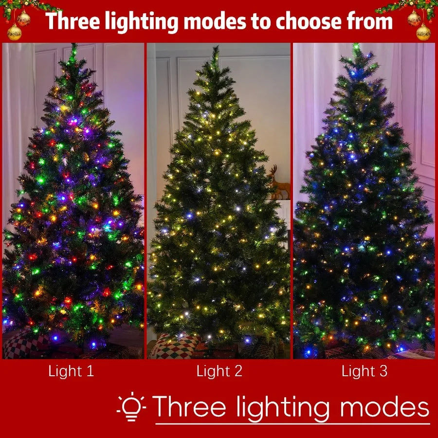 6FT PVC Festive Atmosphere Christmas Tree with 976 Branch Tips 330 LED Lights and 11 Functions