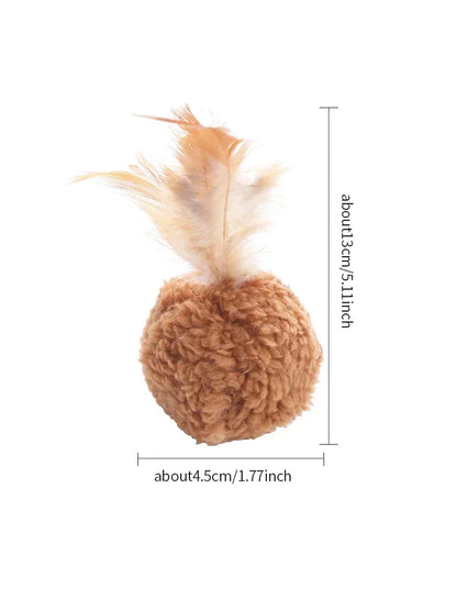 Cat toy plush ball with feathers interactive fun chase pet supplies Throwing Funny Interactive Plush Toy