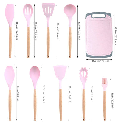 Kitchen Knives Heat-Resistant Non Stick Soup Spoon Cooking Set with Scissors Peeler Cut Meat